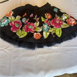 Black Floral Tiered Skirt with Bright Bloom Print size 6